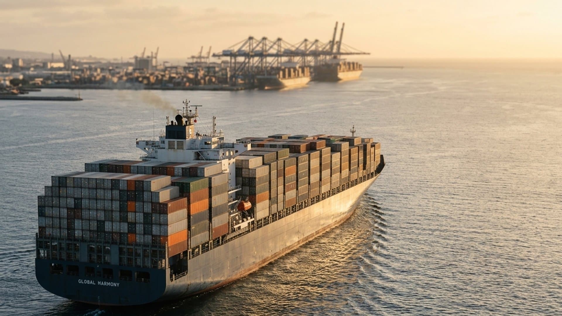 Global Shipping Vessel at Sea